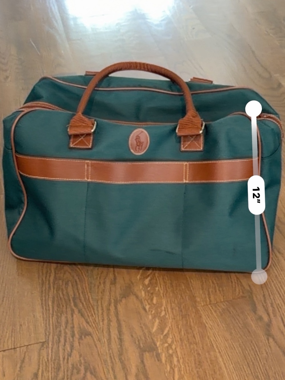 Vintage Polo Ralph Lauren Green Canvas Leather Trim 2-Piece Duffle Weekender Tra - Picture 7 of 9